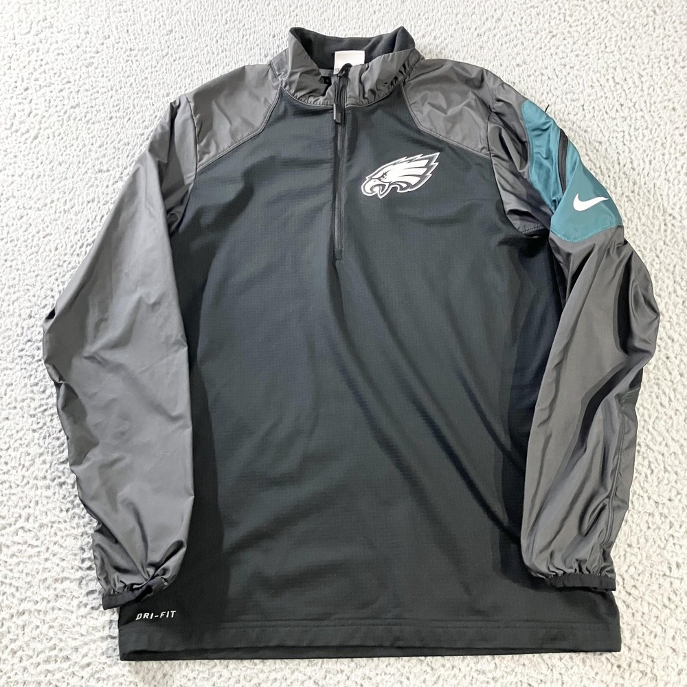 Philadelphia Eagles Jacket‎ Mens Small Black NFL Football Nike Dri Fit Pullover